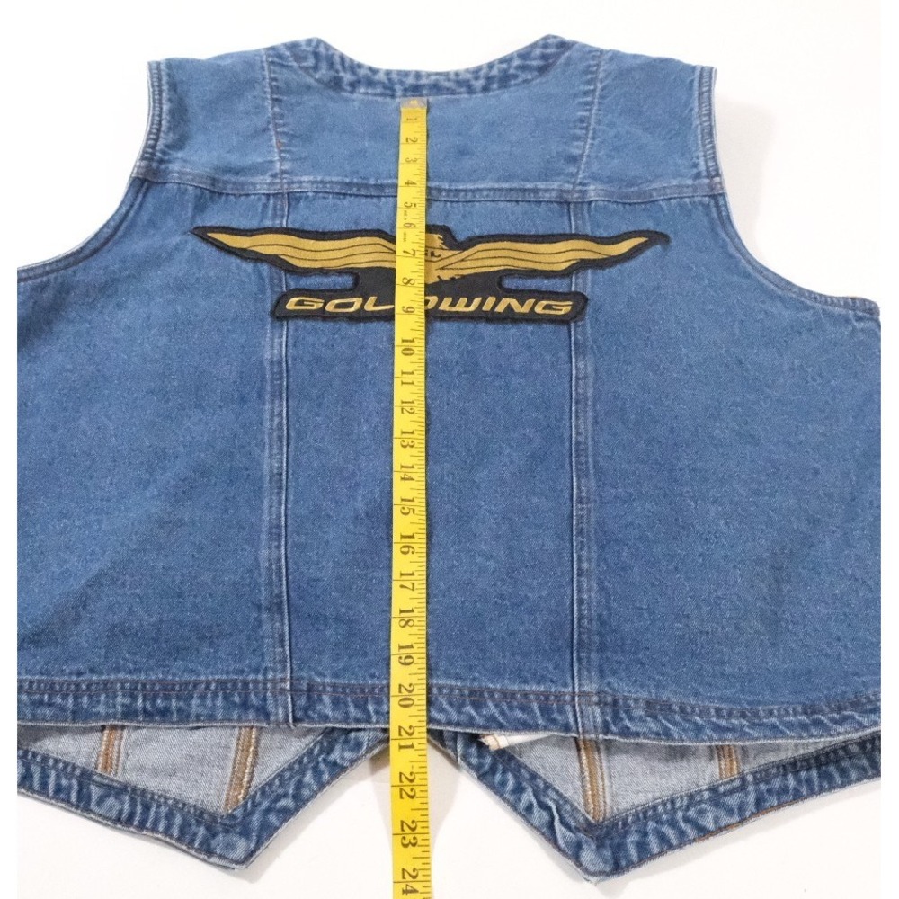 Bill Blass Denim Vest Mens XL Blue Goldwing Patch Vintage 80s Biker Motorcycle - Picture 4 of 6
